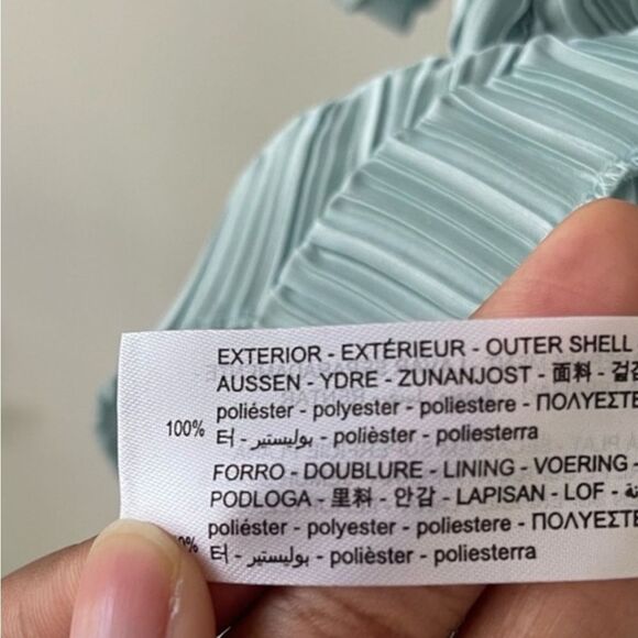 Zara Pleated Belted Layered Romper in Aqua Green M NWT - Picture 5 of 11